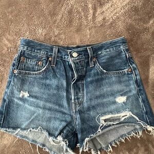 Levi's Distressed Denim Shorts - Blue